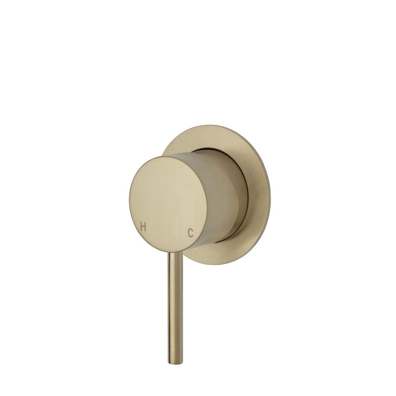 Fienza Kaya Wall Mixer Urban Brass Small Round Plate