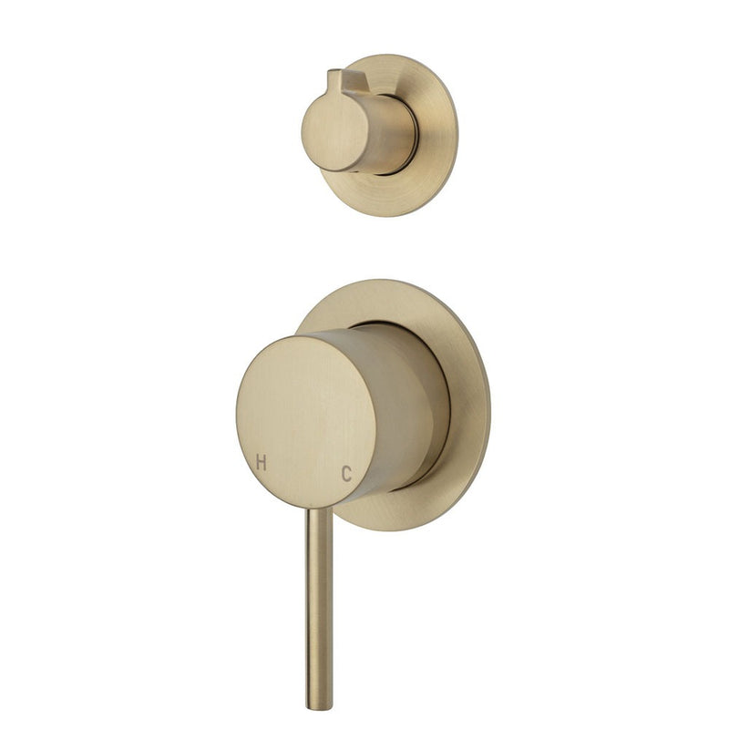 Fienza KAYA Wall Diverter Mixer Urban Brass Small Round Plates