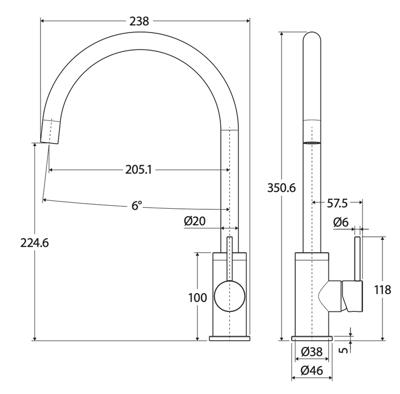 Fienza Kaya Sink Mixer, Gun Metal