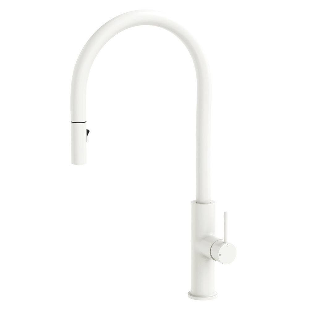 Fienza Kaya Pull-Out Sink Mixer, Matte White