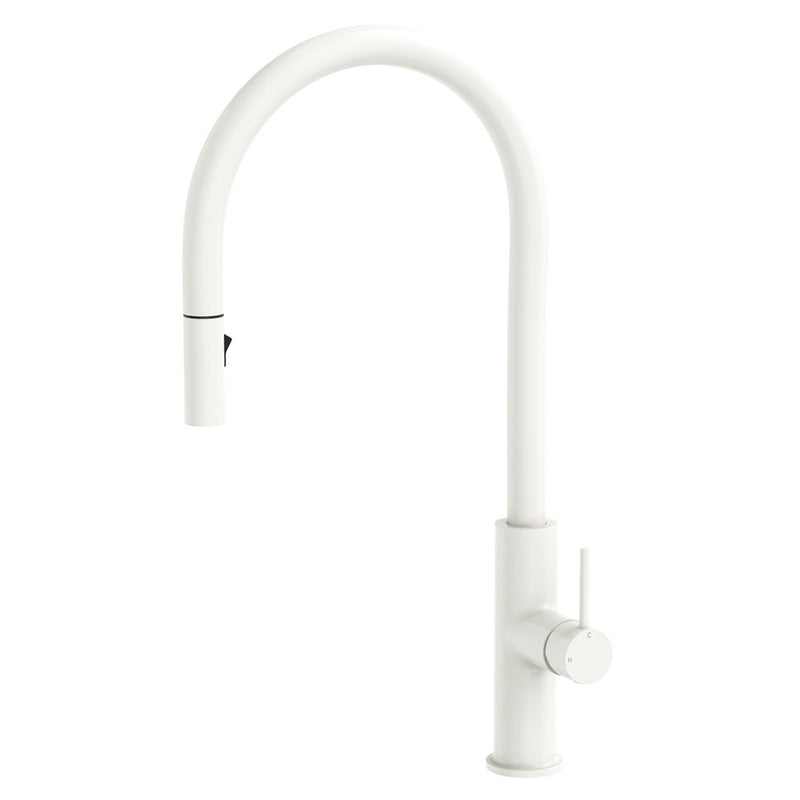 Fienza Kaya Pull-Out Sink Mixer, Matte White