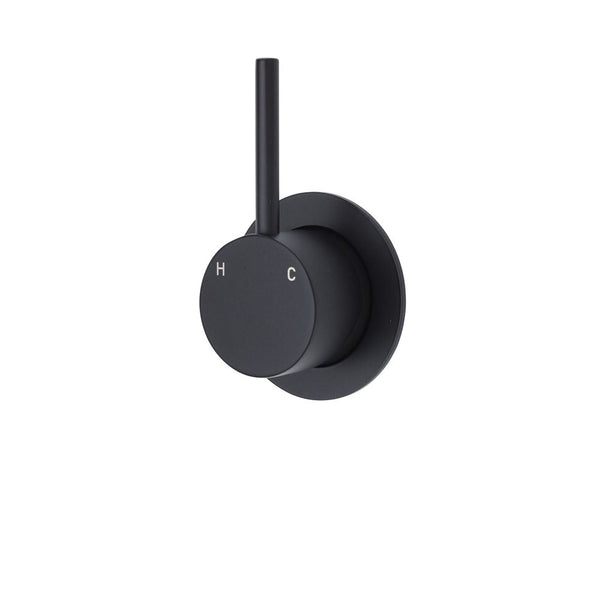 Fienza KAYA UP Wall Mixer Matte Black Small Round Plate