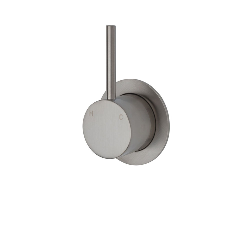 Fienza KAYA UP Wall Mixer Brushed Nickel Small Round Plate