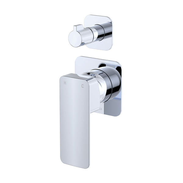 Fienza Tono Wall Diverter Mixer Small Square Plates Chrome