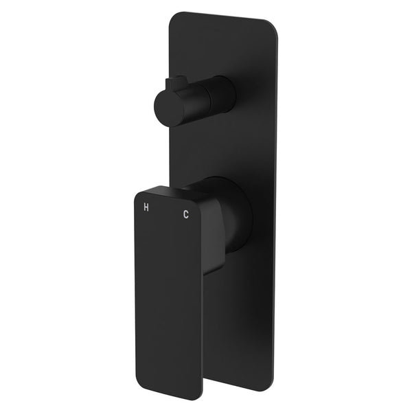 Fienza Tono Wall Diverter Mixer Large Square Plate Matte Black