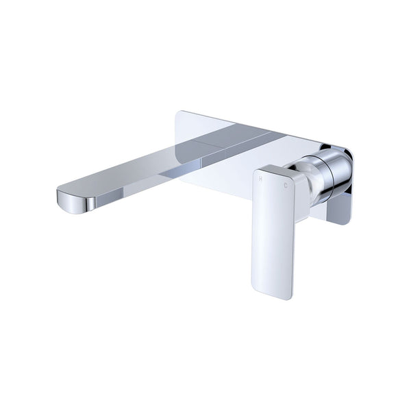 Fienza Tono Basin/Bath Wall Mixer Set Large Square Plate 160mm Outlet Chrome
