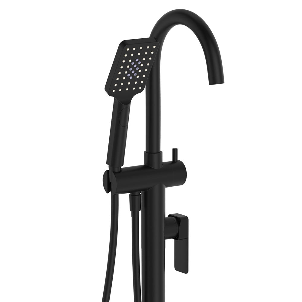 Fienza Tono Floor Mounted Bath Mixer With Hand Shower Matte Black