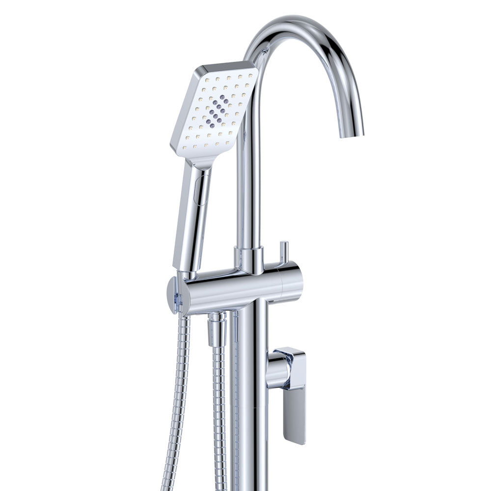 Fienza Tono Floor Mounted Bath Mixer With Hand Shower Chrome