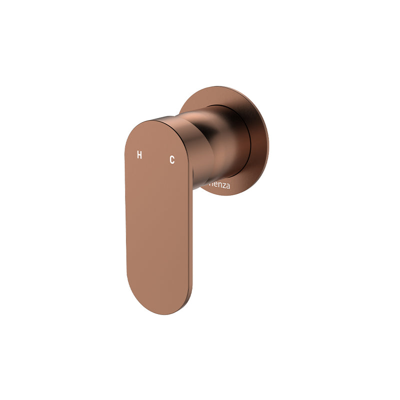Fienza Empire Slim Wall Mixer, Round Plate Brushed Copper