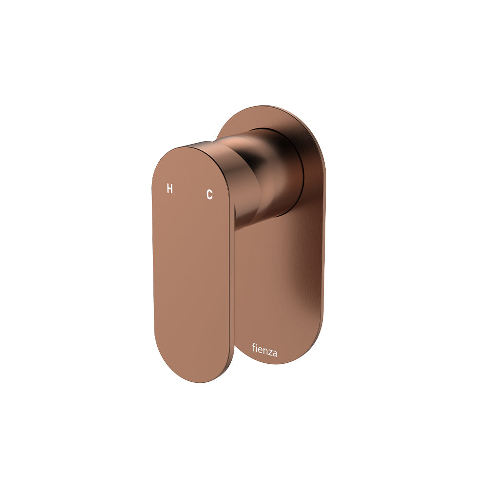 Fienza Empire Slim Wall Mixer, Oval Plate Brushed Copper