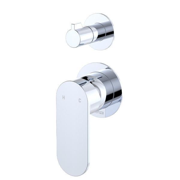 Fienza Empire Slim Wall Diverter Mixer, Small Round Plates, Vertical, Chrome