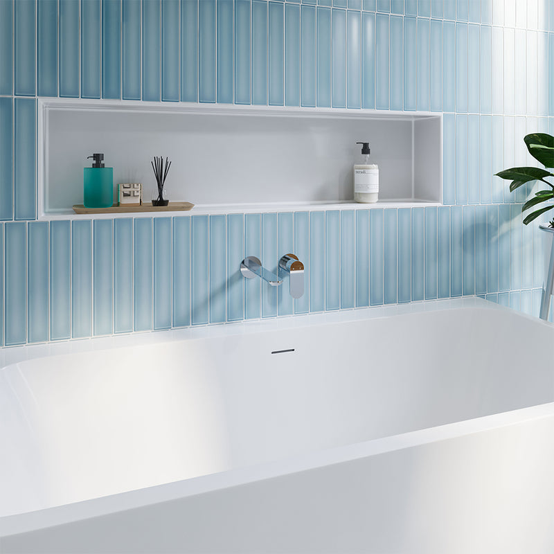 Fienza Empire Slim Basin/Bath Wall Mixer Set, Round Plates, 160mm Outlet Chrome