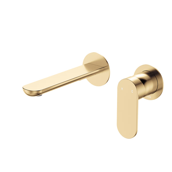 Fienza Empire Slim Basin/Bath Wall Mixer Set, Round Plates, 160mm Outlet Urban Brass
