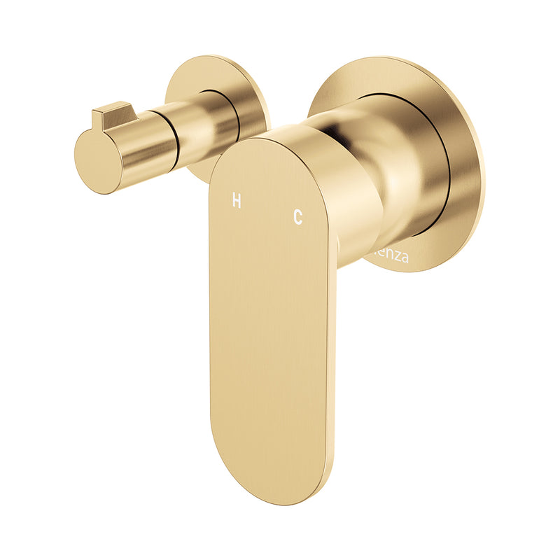 Fienza Empire Slim Wall Diverter Mixer, Small Round Plates, Horizontal Urban Brass