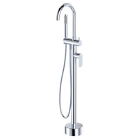 Fienza Empire Slim Floor Mounted Bath Mixer with Hand Shower - Chrome