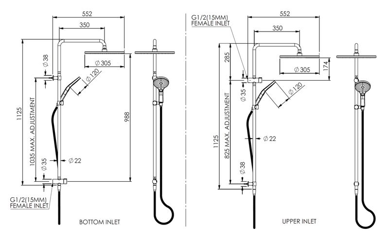 Greens Lavish BubbleJET Twin Rail Shower Matte Black