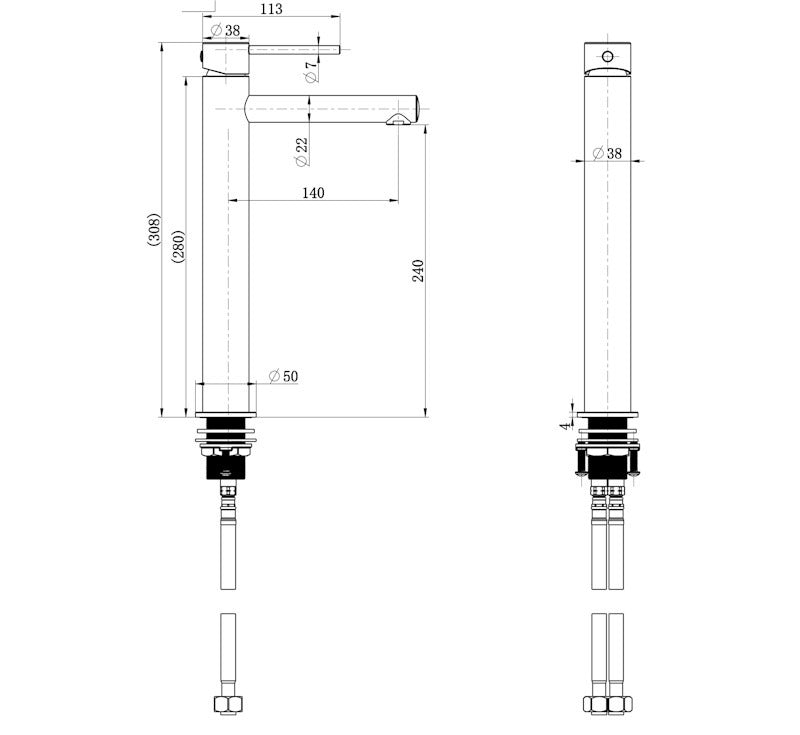 Modern National Star Mini High Rise Basin Mixer Chrome
