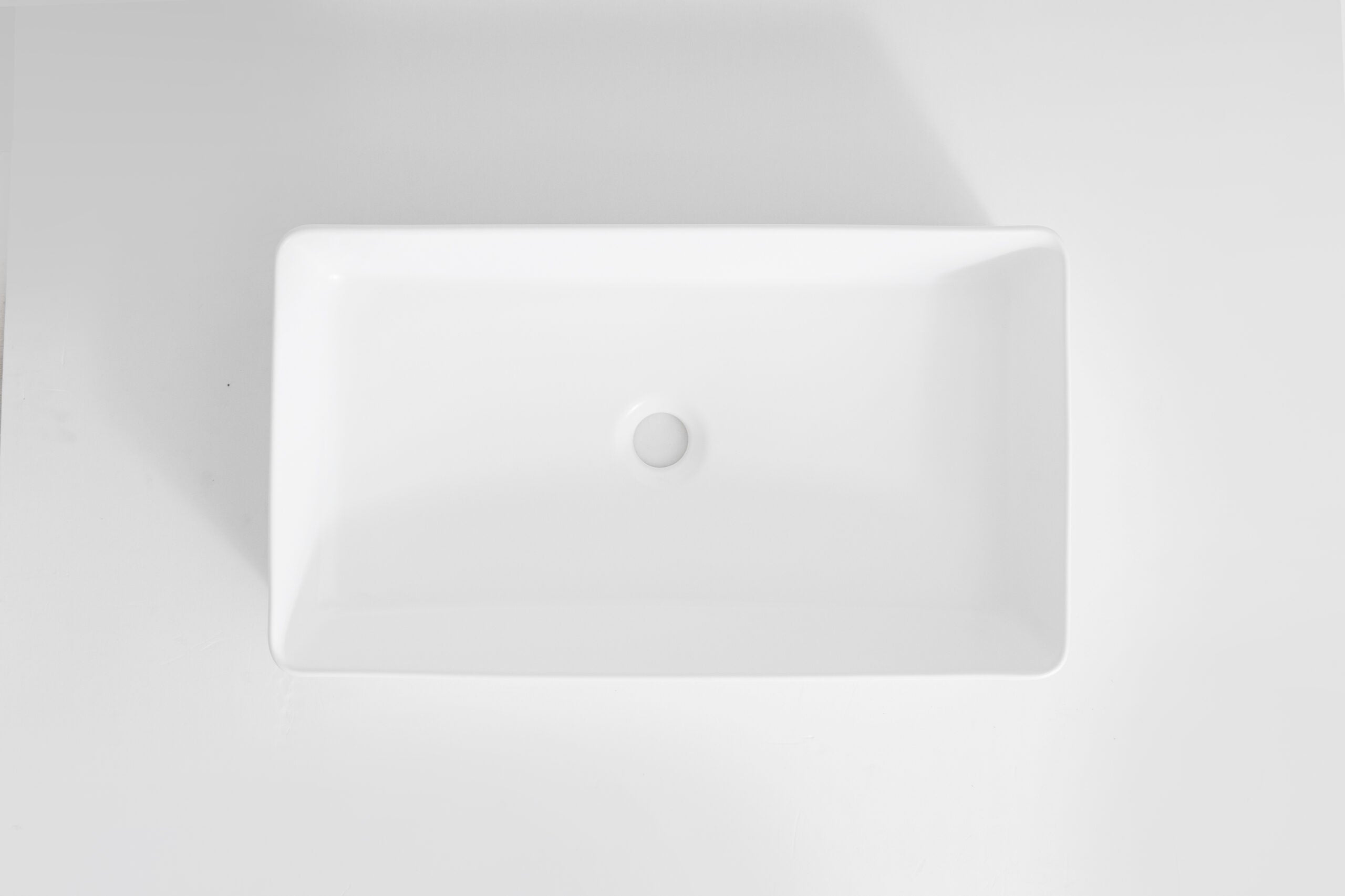 Ovia Fluted Rectangle Gloss White Ceramic Basin