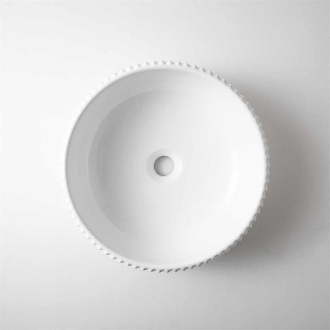 Ovia Alexa Fluted Groove 420mm Gloss White Basin