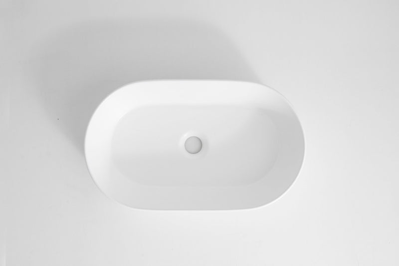 Ovia Fluted Pill Oval Rounded Matte White Ceramic Basin