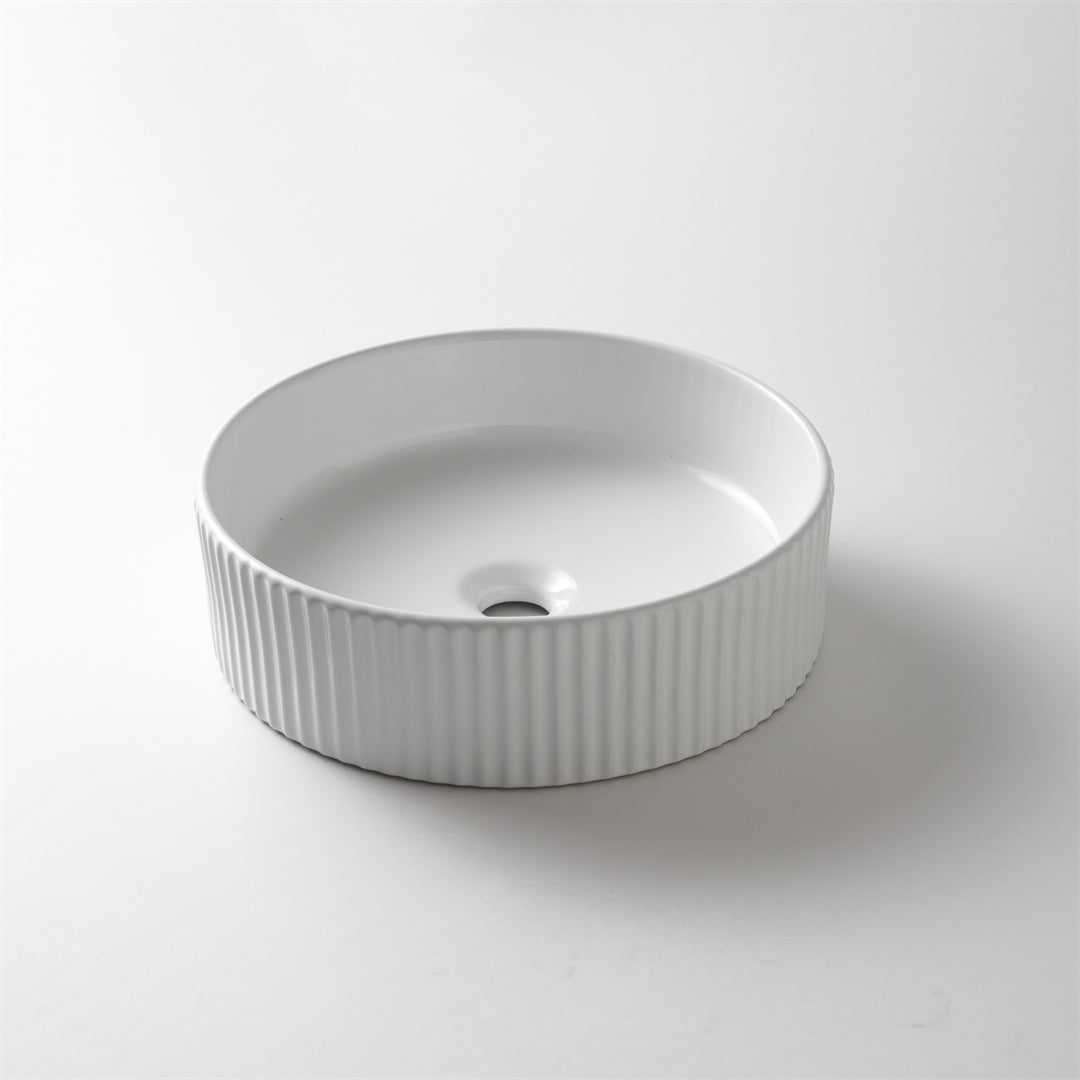 Ovia Alexis Fluted Groove 400mm Gloss White Basin