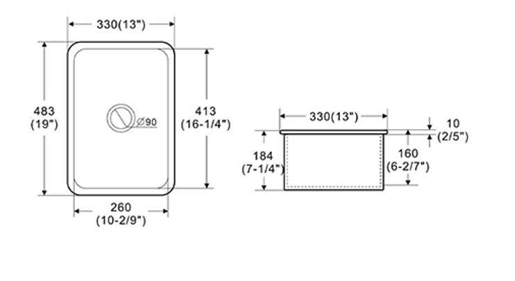 Ovia Mini Bar Undermount Inset Fine Fireclay Butler Sink Single Bowl Farmhouse Kitchen Sink
