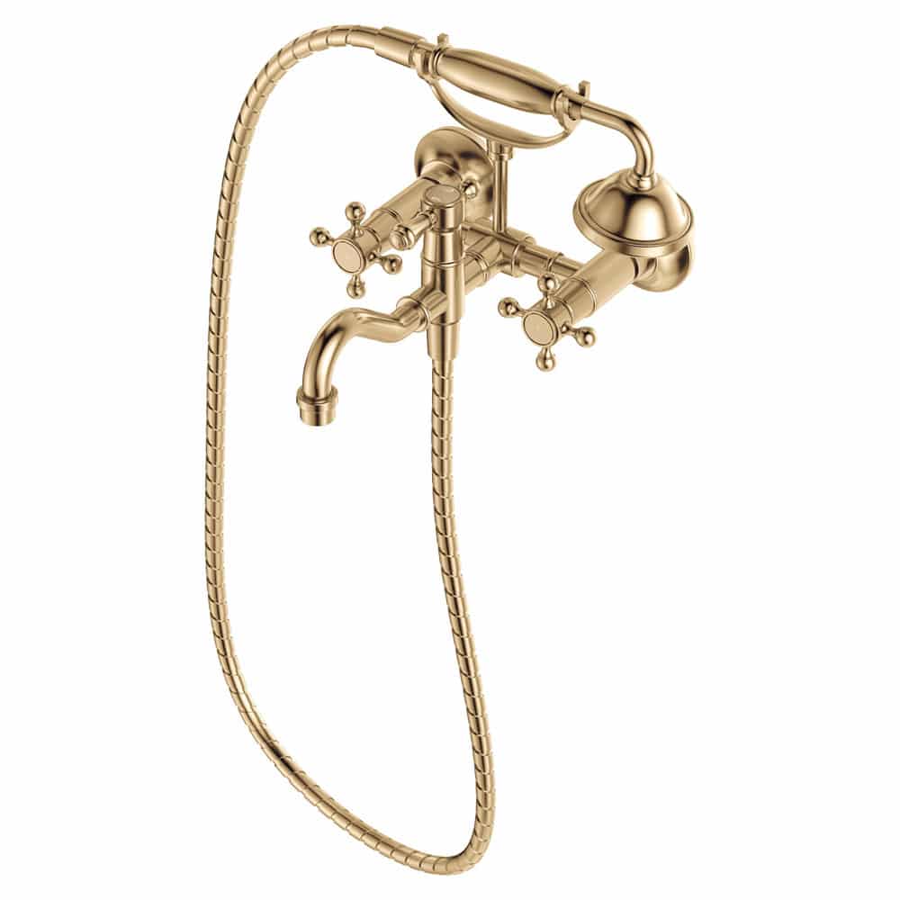 Fienza Lillian Exposed Bath Tap Set with Hand Shower, Urban Brass