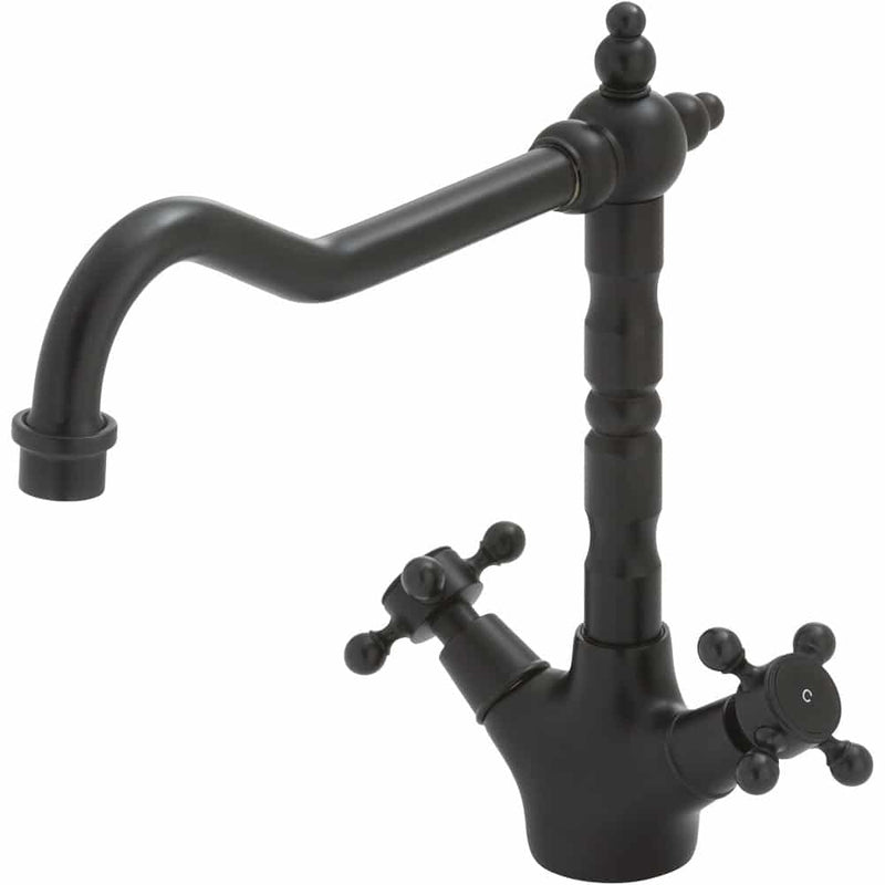 Fienza Lillian Shepherds Crook Sink Mixer - Matte Black