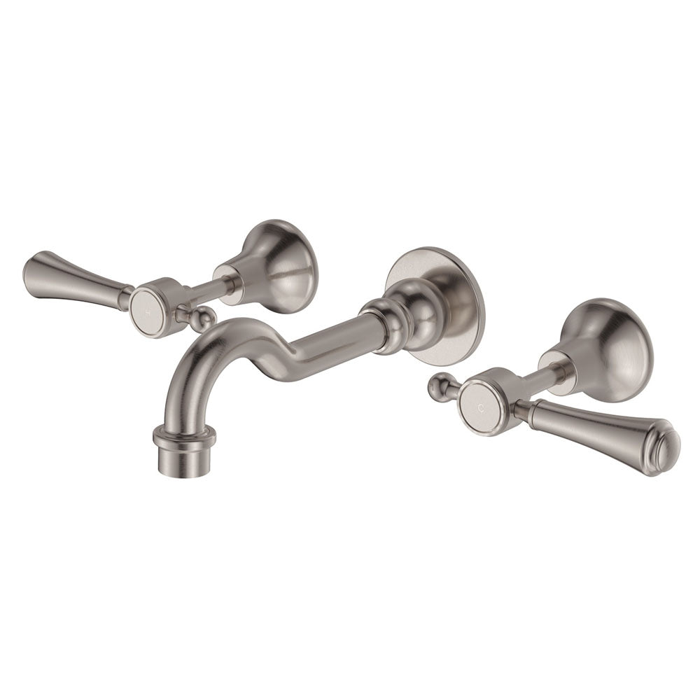 Fienza Lillian Lever Basin Bath Wall Set Brushed Nickel