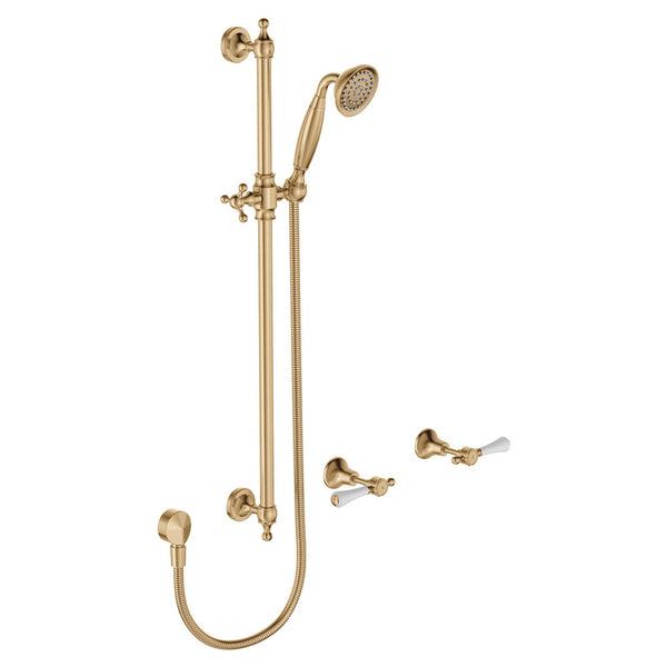Fienza Lillian Lever Rail Shower Set, Brass / Ceramic