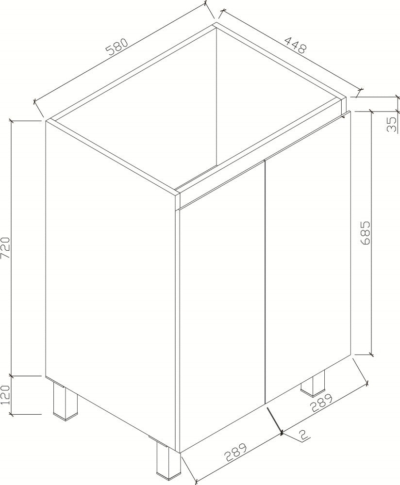Bianca 600mm Square Vanity on Legs with Ceramic Basin