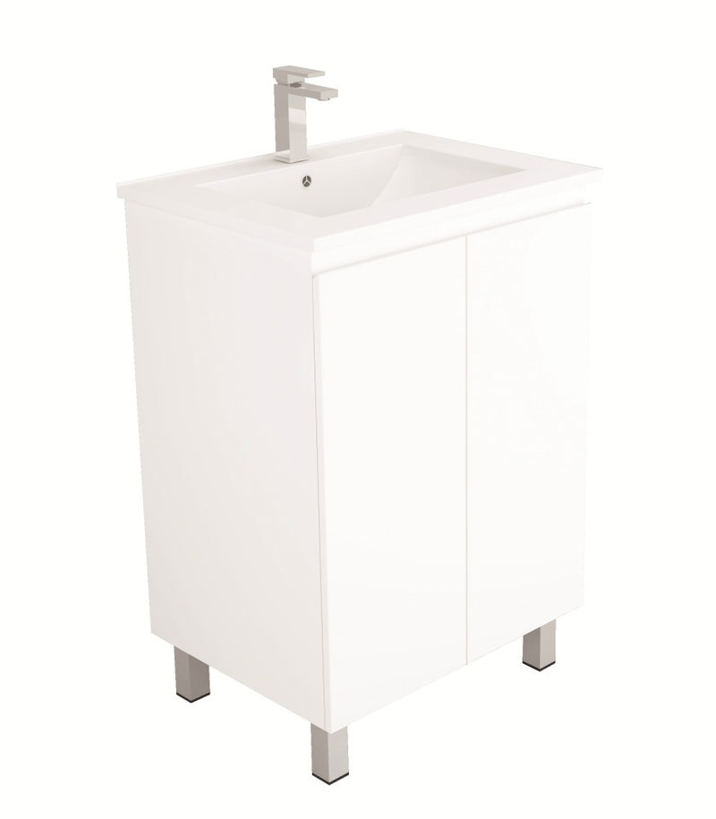 Bianca 600mm Square Vanity on Legs with Ceramic Basin