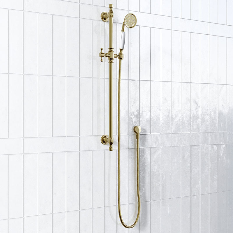 Modern National Bordeaux Traditional Brushed Bronze Gold Hand Shower on Rail Set