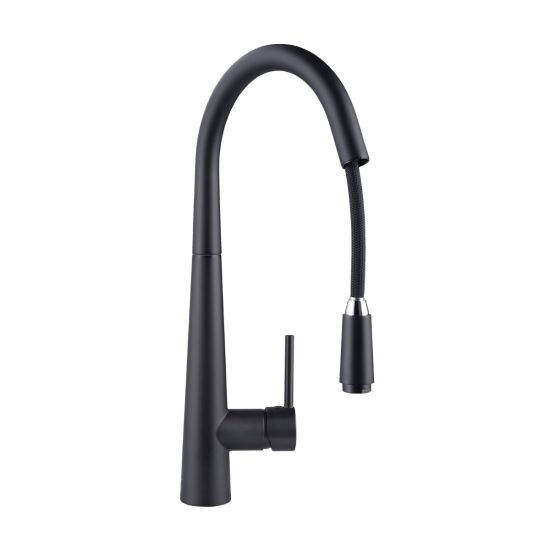 Aquaperla Euro Round Electroplated Black 360° Swivel Pull Out Kitchen Sink Mixer Tap 445*220mm
