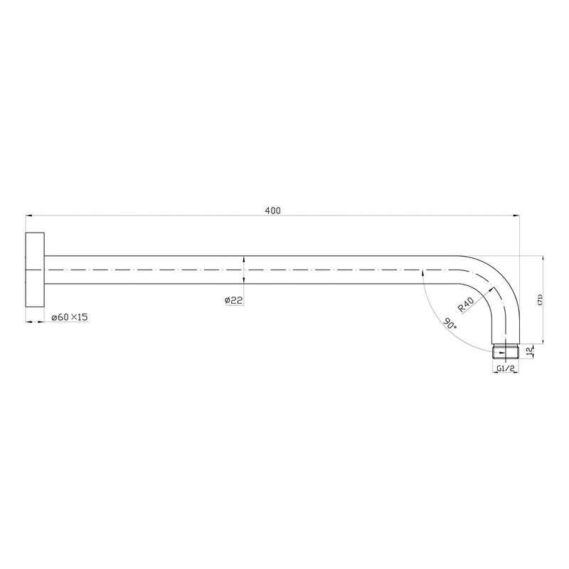 Ovia Milan Brushed Nickel 400mm Shower Arm Round