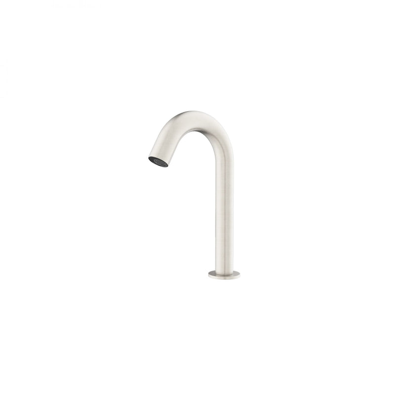 Nero Electronic Sensor Bench Basin Tap Curved Gooseneck Brushed Nickel