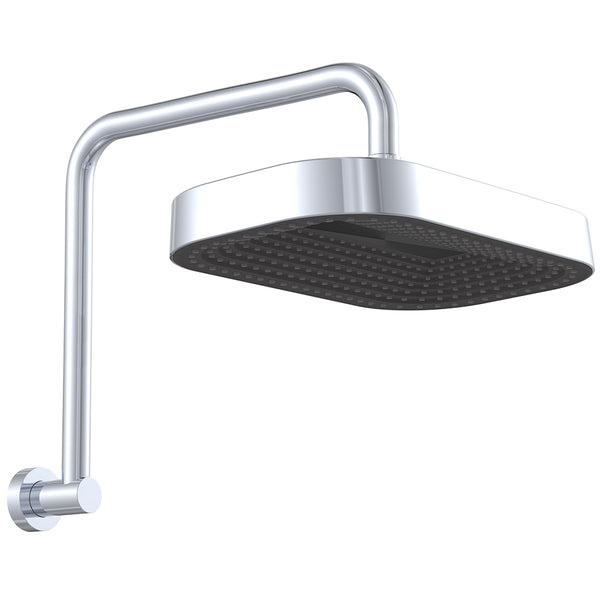 Fienza Kuro Gooseneck Shower Head and Arm Set, Soft Square Head - Chrome