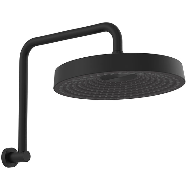 Fienza Kuro Gooseneck Shower Head and Arm Set, Round Head - Matte Black