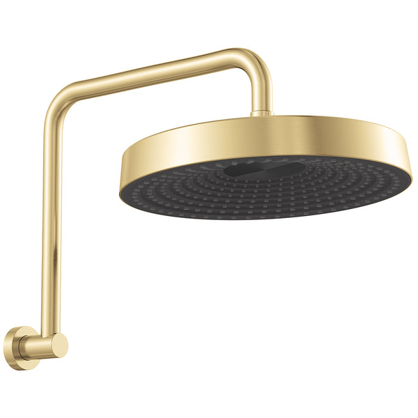Fienza Kuro Gooseneck Shower Arm Set, Round Head, Urban Brass