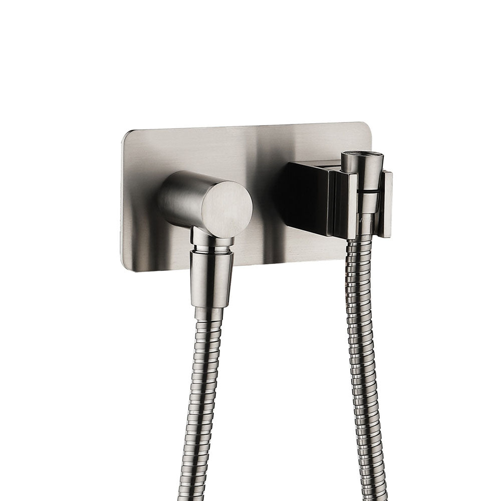 Fienza Universal Hand Shower Bracket & Hose, Brushed Nickel