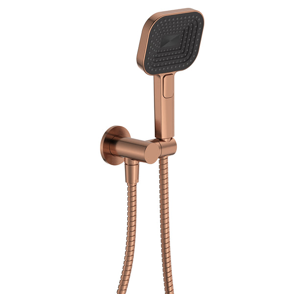 Fienza Kuro Hand Shower, Round Plate, Soft Square Head, Brushed Copper