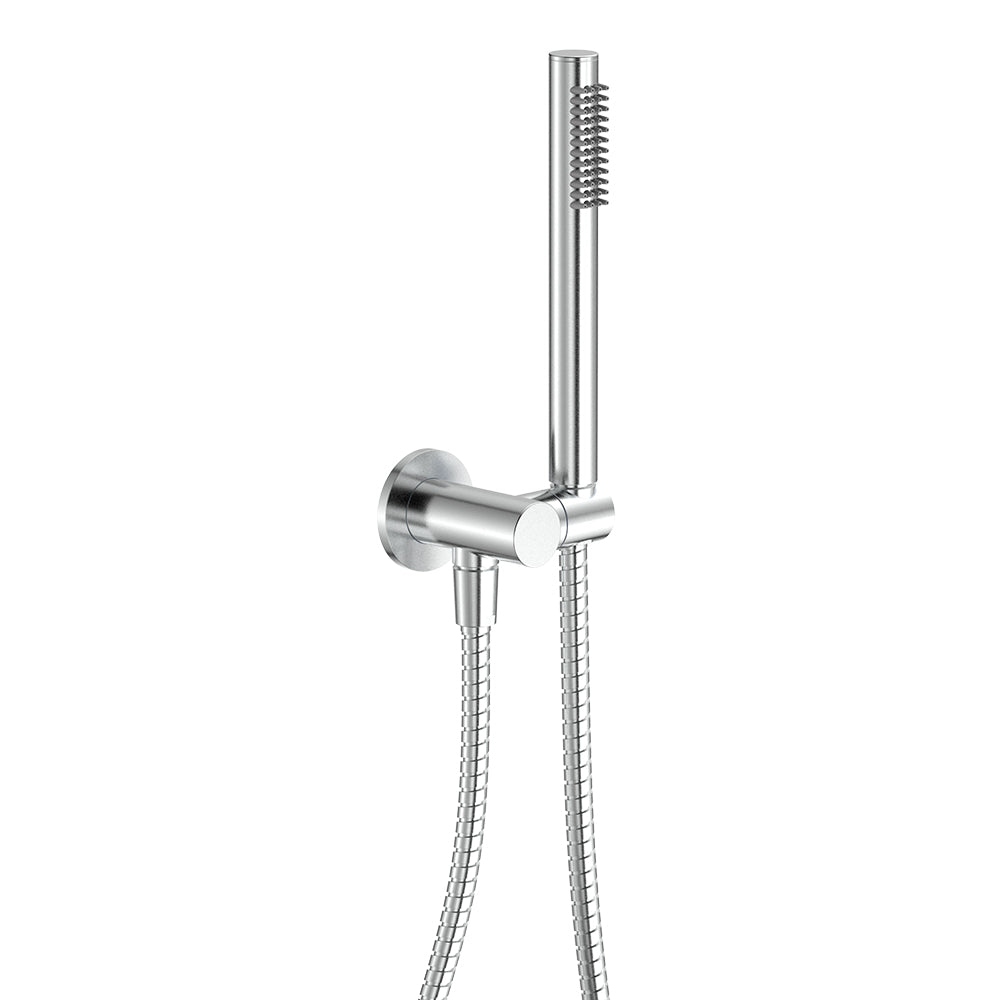 Fienza Kaya Outdoor Living Hand Shower Set, Round Plate, Brushed Stainless Steel