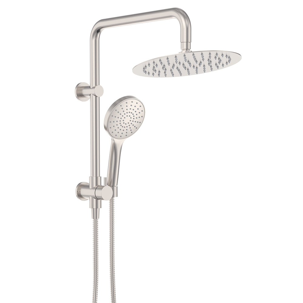 Fienza Kaya Twin Half-Rail Shower, Brushed Nickel