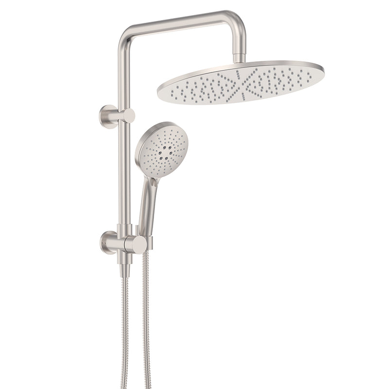 Fienza Empire Slim Twin Half-Rail Shower, Brushed Nickel