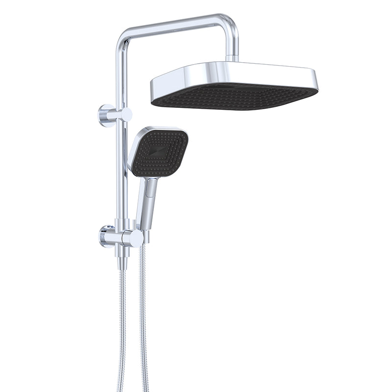 Fienza Kuro Twin Half-Rail Shower, Soft Square Head, Chrome