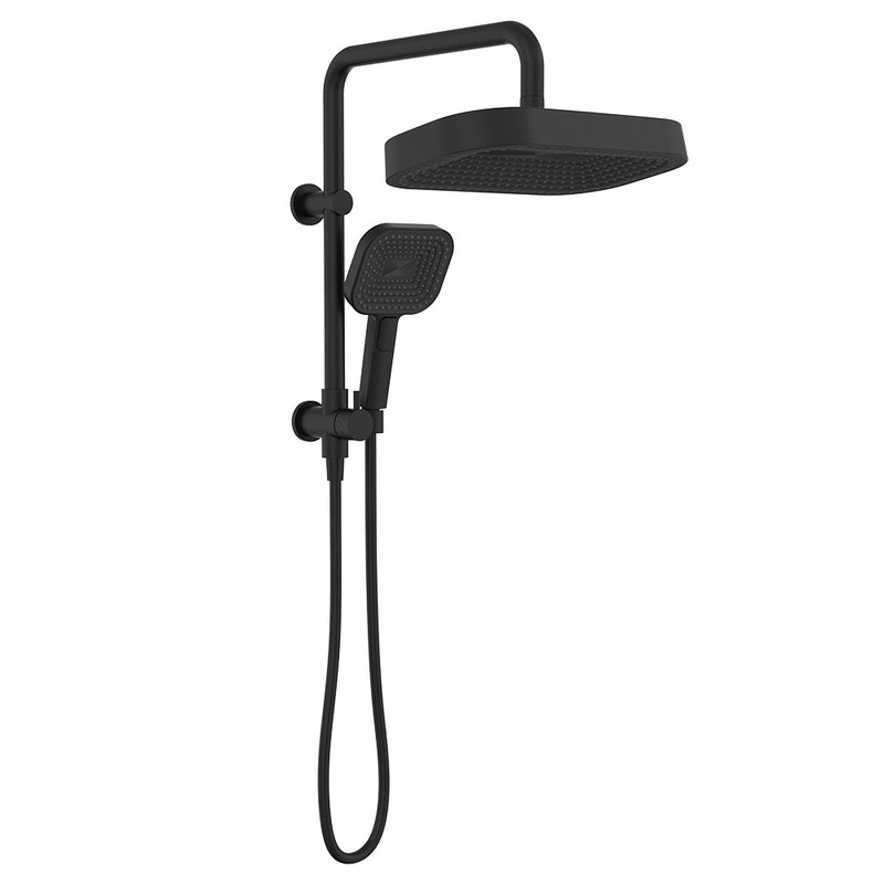 Fienza Kuro Twin Half-Rail Shower, Soft Square Head, Matte Black — image 2