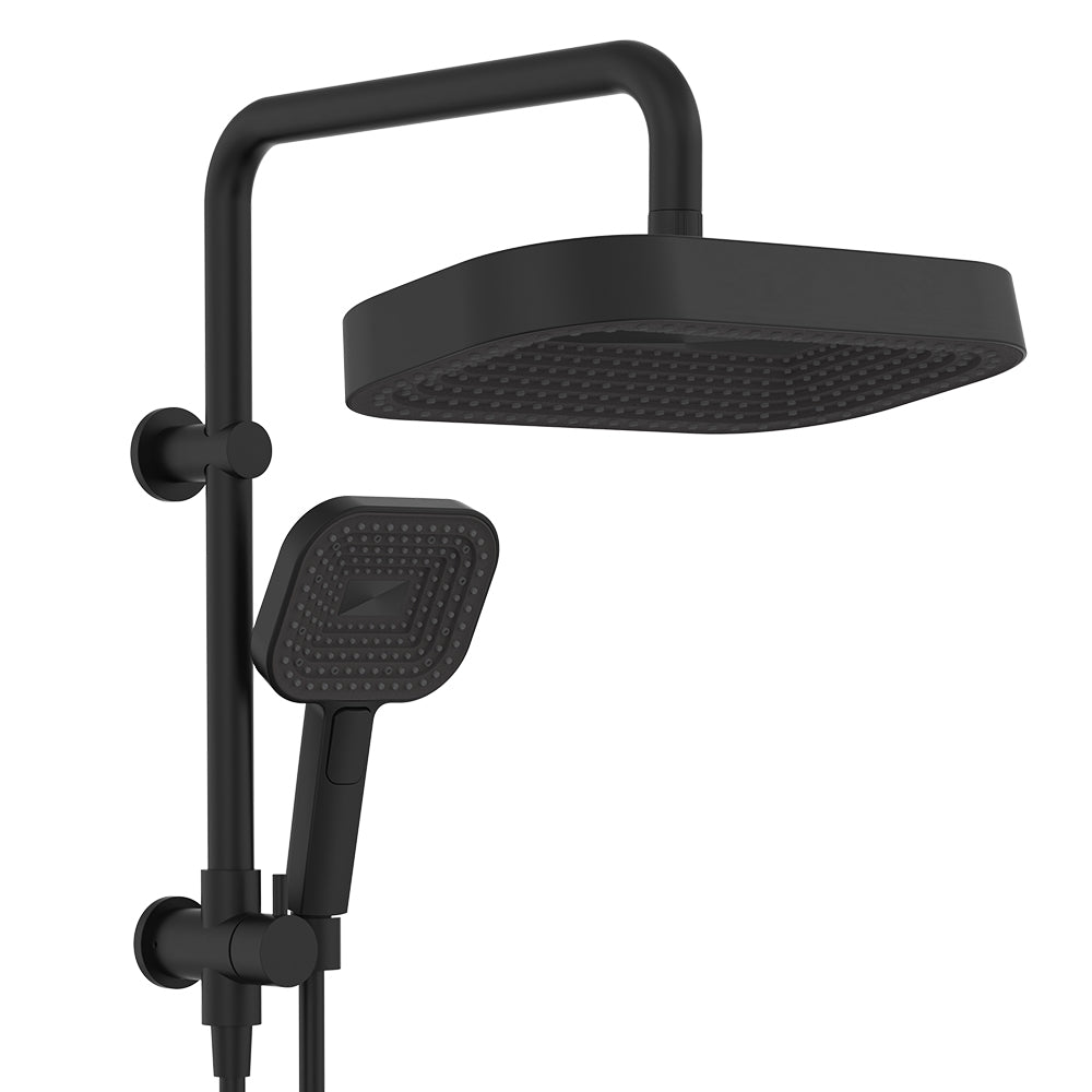 Fienza Kuro Twin Half-Rail Shower, Soft Square Head, Matte Black — image 3