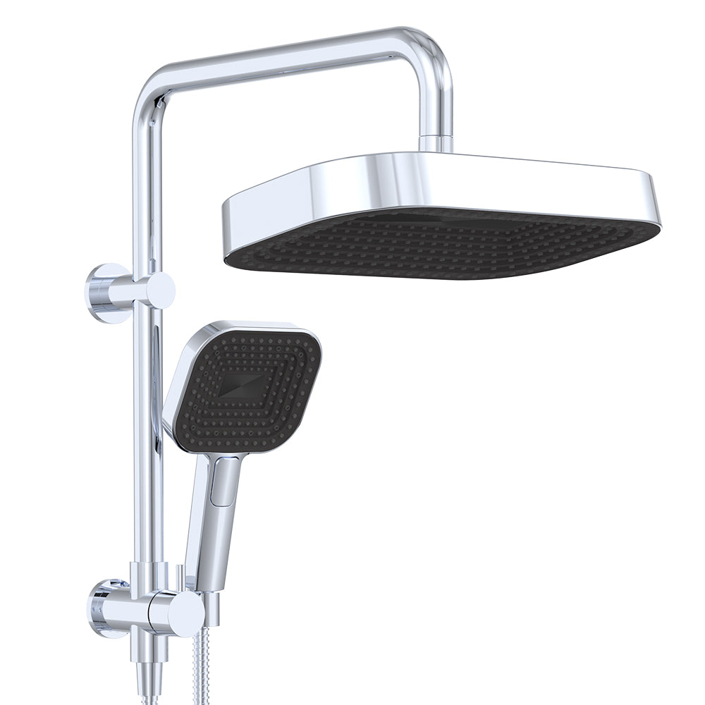 Fienza Kuro Twin Half-Rail Shower, Soft Square Head, Chrome — image 3