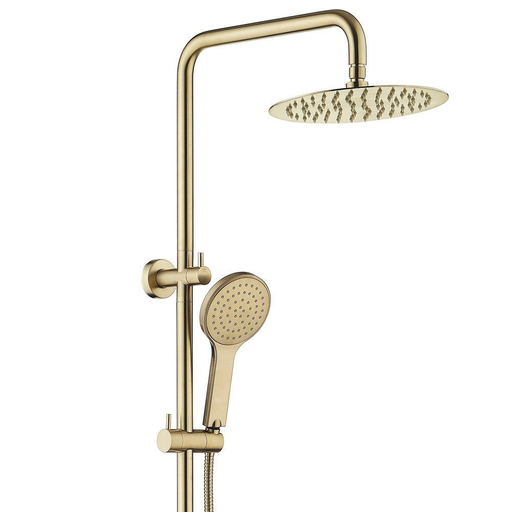 Fienza Kaya 2 in 1 Twin Rail Shower Station Urban Brass Gold