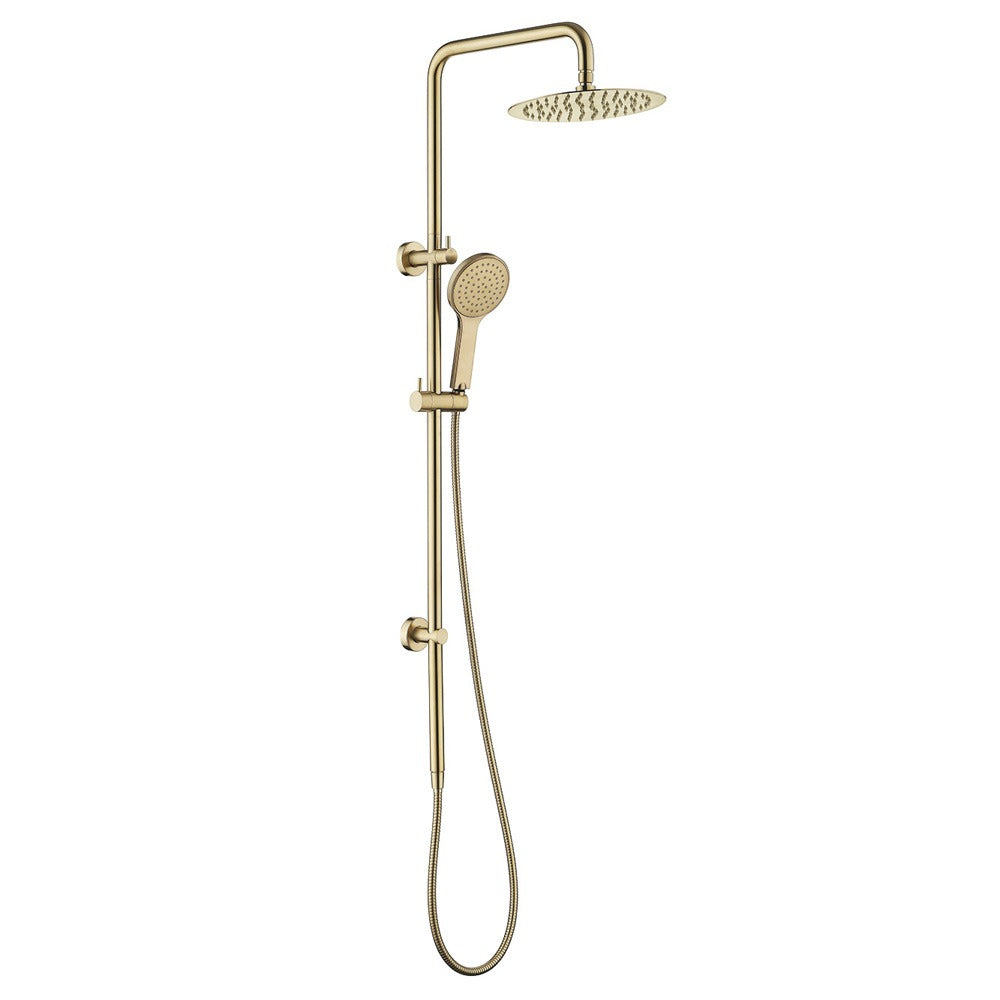 Fienza Kaya 2 in 1 Twin Rail Shower Station Urban Brass Gold